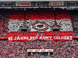 Die Nordkurve bei 1. FC Köln gegen den Karlsruher SC Foto Stadionkind @schoti75