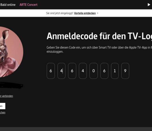 Anmeldecode für SMART TV generieren bei ARTE TV