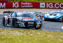 Audi-Pilot Kelvin van der Linde verbuchte diese Saison bereits drei Podiumsränge - DTM, 1. + 2. Rennen Oschersleben 2024 - Foto: Gruppe C Photography; #3 Audi R8 LMS GT3 EVO II, ABT